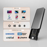 mbeat USB-C/A 10Gbps RGB M.2 NVMe & SATA SSD Enclosure - Rear View