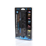 mbeat 7-Port USB 3.0 and USB 2.0 Hub Manager With Switches - 45-Degree Angle
