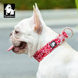 Poppy Red Floral Dog Collar XS - Top-Down View