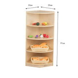 Jooyes Kids 4 Tier Corner Shelf Wooden Storage Cabinet - Side View