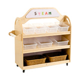 Jooyes STEAM Trolley 3-in-1 Mobile Shelf Cabinet With 9 Storage Boxes - Side View
