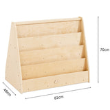 Jooyes Kids 4 Tier Wooden Display Bookcase - Double Side - Side View