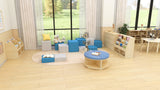 Jooyes Kids Double Side Wooden Bookcase With Storage - 45-Degree Angle