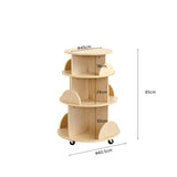 Jooyes Kids Rotating Wooden Display Bookcase With Castors - Side View