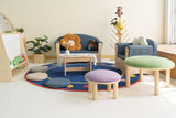 Jooyes Kids 4 Colour Round Velvet Ottoman Set of 4 - Side View