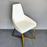 SET OF 4 Dining Chair White PVC Dining Chair Gold Criss Cross Legs - Top-Down View