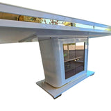 Asta Luxury Tempered Glass Top High Gloss Dining Table with Storage Cabinet - Front View