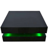 Modern Large High Gloss Coffee Table With LED Lights Black - Front View