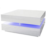 Modern Large High Gloss Coffee Table With LED Lights White - Front View