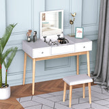 Princess White Dresser Table With Mirror, Stool And Storage Drawers Set - Side View