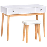 Princess White Dresser Table With Mirror, Stool And Storage Drawers Set - Front View