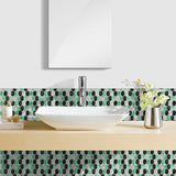 Imitation 3D Epoxy Tile Tic Tac Stickers Green - 45-Degree Angle