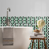 Imitation 3D Epoxy Tile Tic Tac Stickers Green - Rear View
