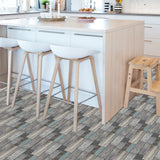 Waterproof Tiles Wallpaper Stickers Bathroom Kitchen Timber Blue - Front View