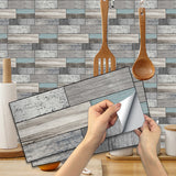 Waterproof Tiles Wallpaper Stickers Bathroom Kitchen Timber Blue - Top-Down View