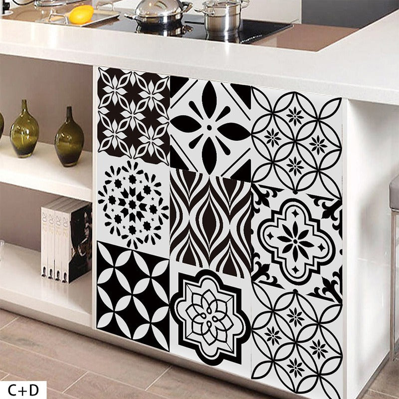Nordic Wall Sticker Bathroom Waterproof Self-adhesive Tile Sticker Kitchen Cabinet Decor