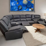 5 Seater Modular Manual Corner 3 Recliner with 2 cup holder consoles - Front View
