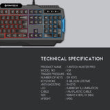 HUNTER PRO K511 Backlit Pro Gaming Keyboard - Top-Down View
