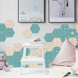 10PCS Multi Colour Tile Set Hexagon Decoration Decal Self-adhesive Oil-proof And Waterproof Wall Stickers - Front View