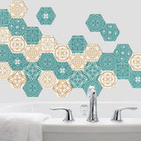 10PCS Multi Colour Tile Set Hexagon Decoration Decal Self-adhesive Oil-proof And Waterproof Wall Stickers - Side View