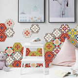 10PCS Multi Colour Tile Set Hexagon Decoration Decal Self-adhesive Oil-proof And Waterproof Wall Stickers - Front View
