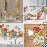 10PCS Multi Colour Tile Set Hexagon Decoration Decal Self-adhesive Oil-proof And Waterproof Wall Stickers - 45-Degree Angle