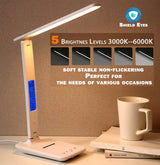 LED Desk Lamp with Fast Wireless Charger Clock Alarm Date Temperature - Top-Down View