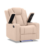 Theatre Electric Recliner Sofa Buckskin Fabric Single Latte - Top-Down View