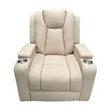Theatre Electric Recliner Sofa Buckskin Fabric Single Latte - Rear View