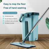 Wet Dry Flat Mop and Bucket Floor Cleaner Set with 2 Pads - Front View