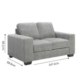 Morgan 2 Seater Fabric Sofa Light Grey - Front View