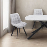 4PCS Neo Softy Light Grey Fabric Dining Chairs - Side View