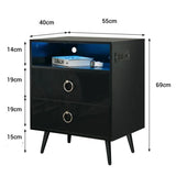 Amelia Modern LED Bedside table with USB and power socket Black - Side View