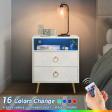 Amelia Modern LED Bedside table with USB and power socket White - Side View