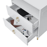 Amelia Modern LED Bedside table with USB and power socket white x 2 - Front View