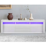 LED RGB TV Cabinet Entertainment Unit Stand Gloss Drawers 160cm White - Side View