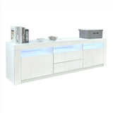 LED RGB TV Cabinet Entertainment Unit Stand Gloss Drawers 160cm White - Top-Down View