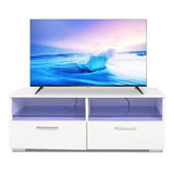 White TV Cabinet with LED lights with RGB remote control - Front View