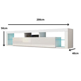 Modern TV Cabinet Living Room Furniture 200cm White - Front View