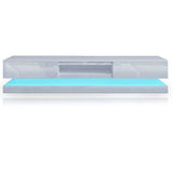 Modern High Gloss LED RGB TV Entertainment Unit with Storage 220cm - White - Front View
