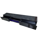 Modern High Gloss LED RGB TV Entertainment Unit with Storage 220cm - Black - Top-Down View