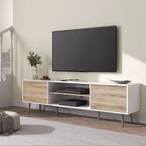 TV Entertainment Console with Wooden Legs 177cm - Front View