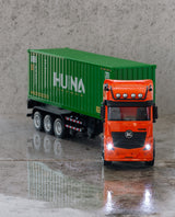 1:18 Scale 9-Channel Alloy Remote Control Container Truck with Lights & Sound for Indoor Play - Front View