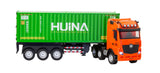 1:18 Scale 9-Channel Alloy Remote Control Container Truck with Lights & Sound for Indoor Play - Side View