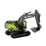 1:18 Scale 13-Channel Alloy Remote Control Excavator Construction Vehicle with Lights, Sound and Steam - Front View