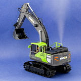 1:18 Scale 13-Channel Alloy Remote Control Excavator Construction Vehicle with Lights, Sound and Steam - Top-Down View