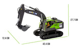 1:18 Scale 13-Channel Alloy Remote Control Excavator Construction Vehicle with Lights, Sound and Steam - Low Angle