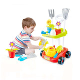 Children's Gardening Trolley Set with Fake Garden Tools for Toddlers - Front View