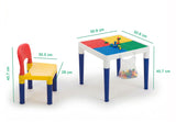 Children's 2-in-1 Building Blocks Table & Chairs Set w/ 100 Blocks - Side View