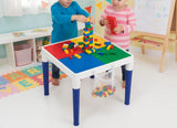 Children's 2-in-1 Building Blocks Table & Chairs Set w/ 100 Blocks - Top-Down View